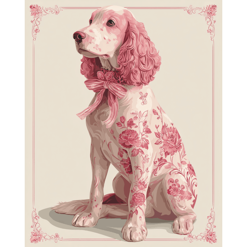 Elegant Spaniel in Bloom - Paint by Numbers Kit