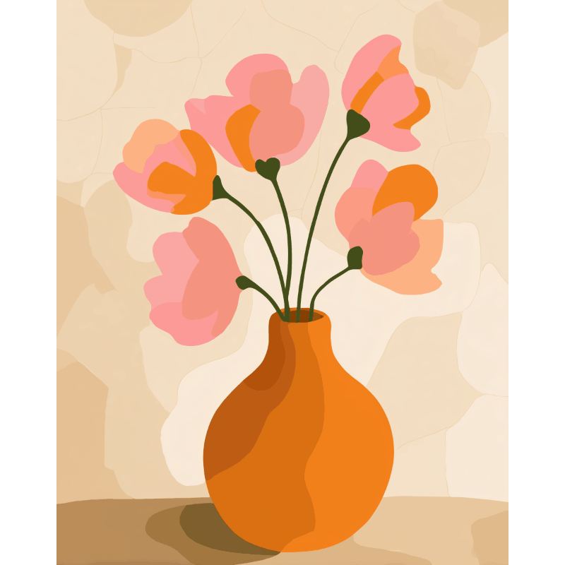 Pink Bouquet in Modern Style - Paint by Numbers Kit