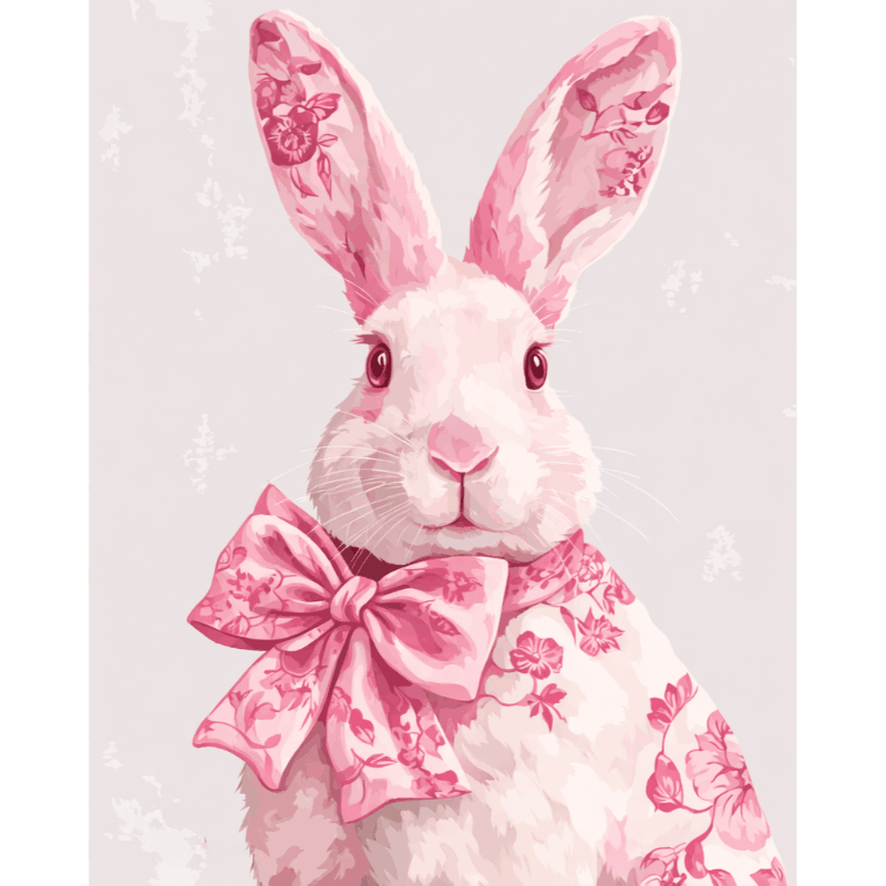 Pink Delft Bunny & Floral Charm - Paint by Numbers Kit