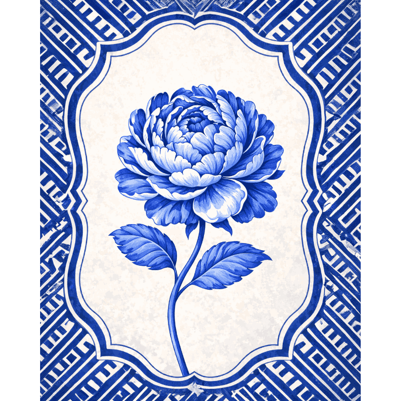 Blue Peony Porcelain | Paint by Number - Paint by Numbers Kit