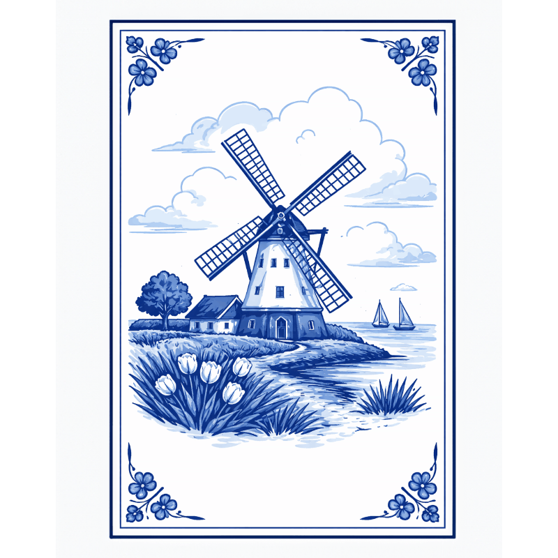 Dutch Breeze: Windmill Serenity - Paint by Numbers Kit