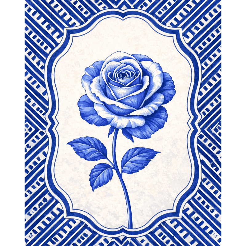 Ceramic Rose: Blue Blossom Beauty - Paint by Numbers Kit