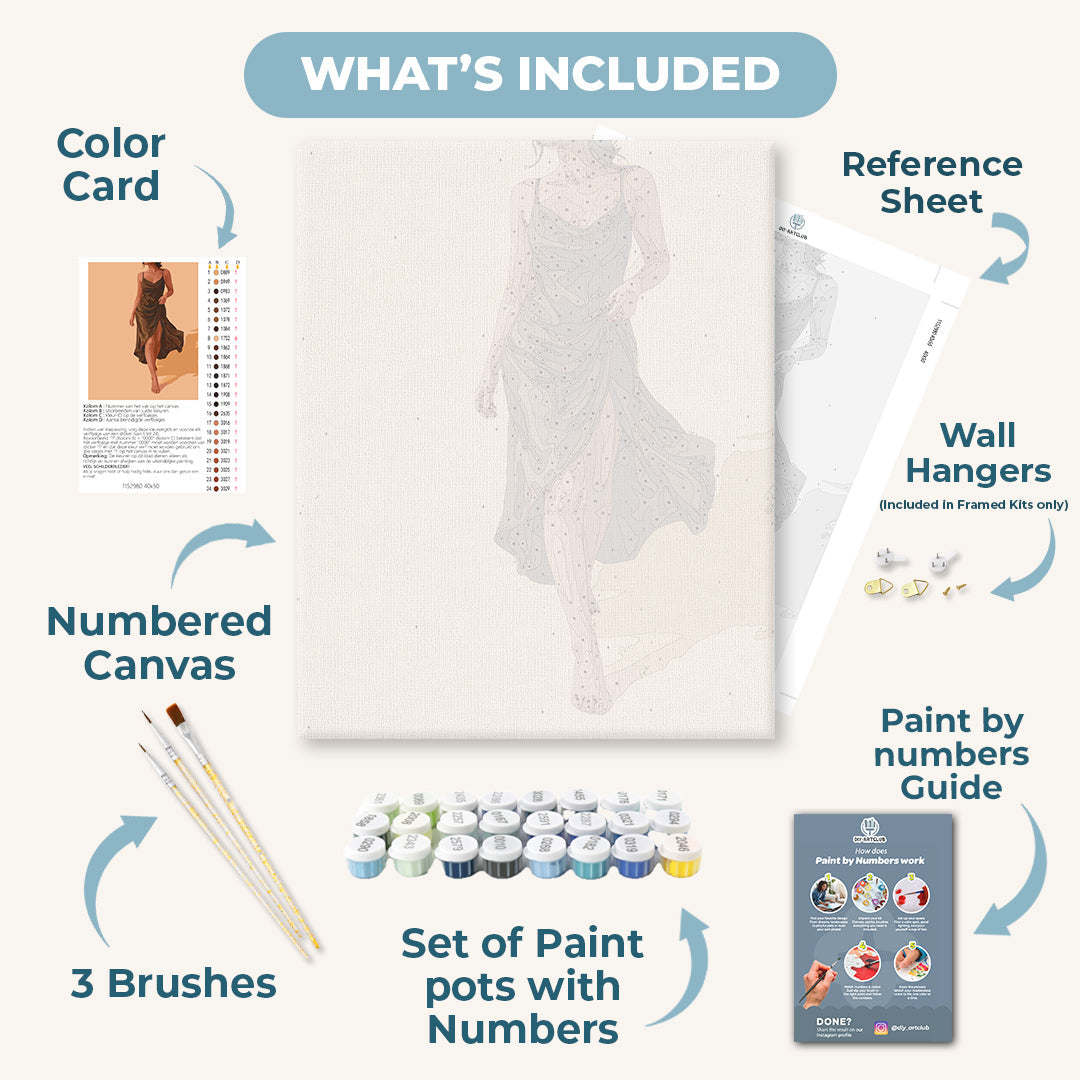 Earth-Toned Elegant Dress | Paint by Number - Detail 3