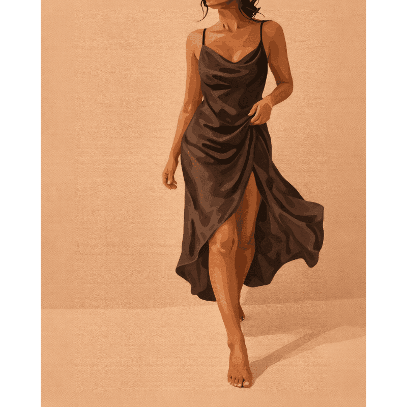 Earth-Toned Elegant Dress | Paint by Number - Paint by Numbers Kit