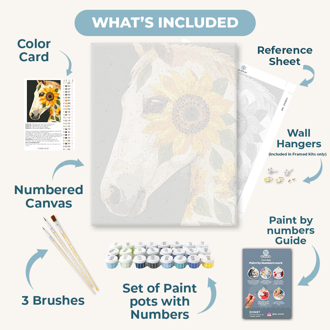 Sunflower Mare: Equine Floral Portrait - Detail 3
