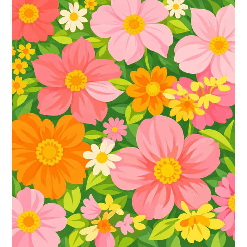 Flower Power: Vibrant Blooms - Paint by Numbers Kit