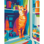 Hungry Ginger: Playful Feline Feast - Paint by Numbers Kit