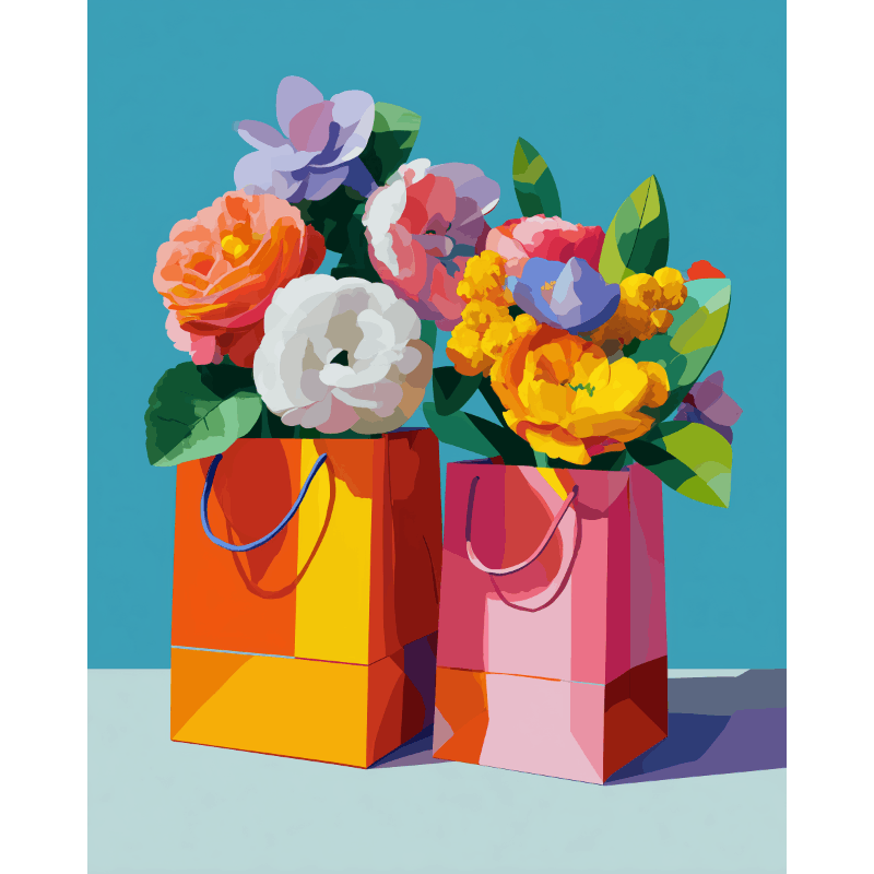 Blooming Gift: Paper Bag Florals - Paint by Numbers Kit
