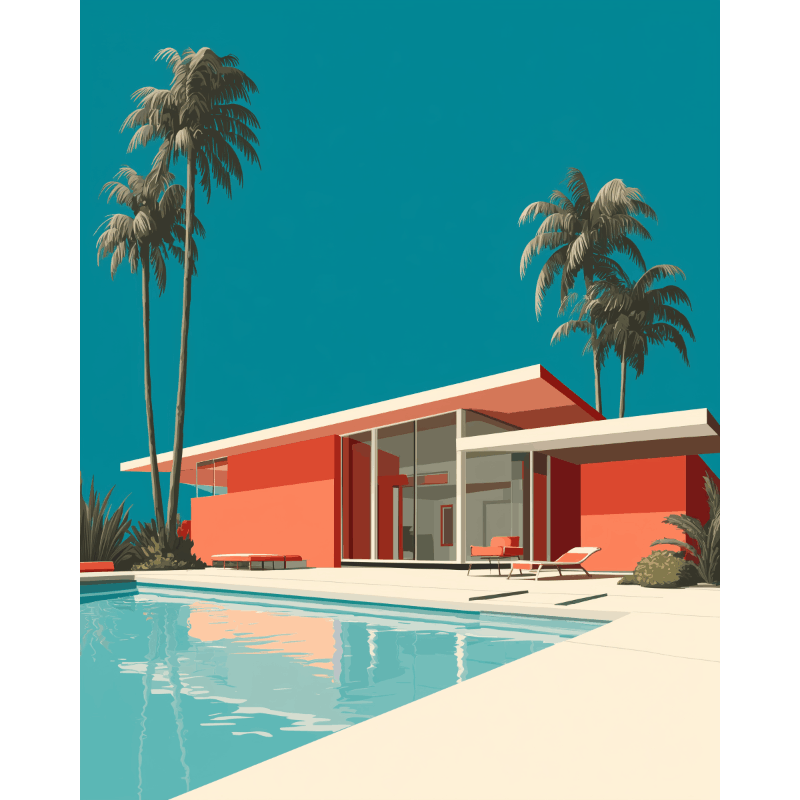 Modern Oasis: Villa by the Pool - Paint by Numbers Kit