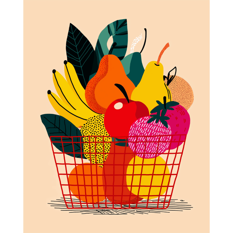 Fruit Basket Delight - Paint by Numbers Kit