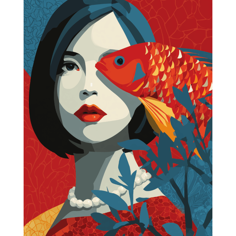 Koi Reflection: Through Another Eye - Paint by Numbers Kit