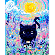 Kawaii Cat & Flower Meadow - Paint by Numbers Kit