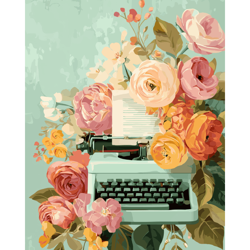 Poetic Blooms & Words - Paint by Numbers Kit