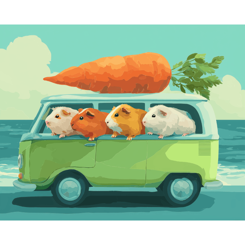 Veggie Adventure with Cuddly Pigs - Paint by Numbers Kit