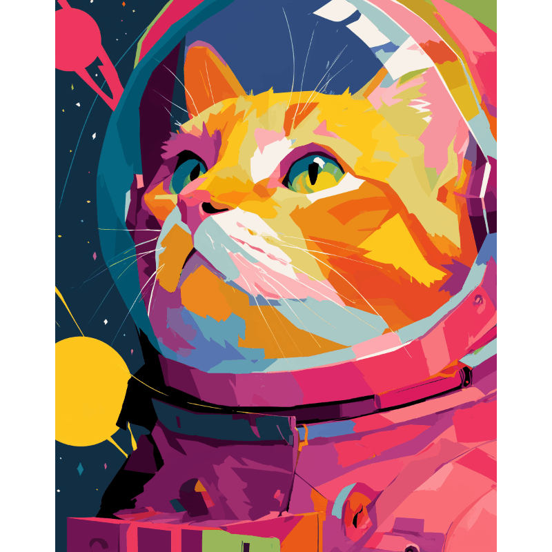Galactic Cat Explorer - Paint by Numbers Kit