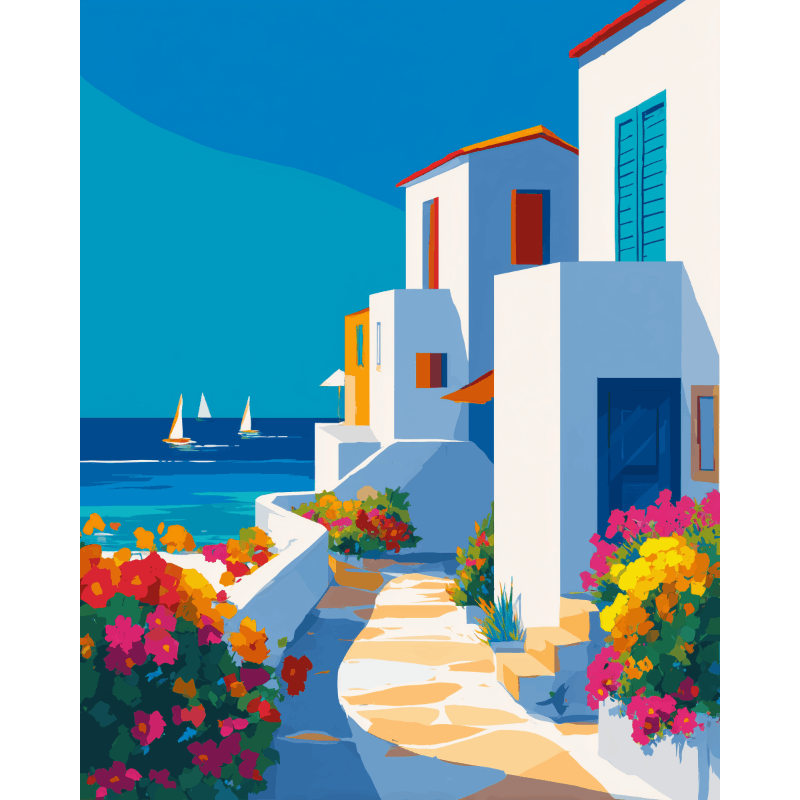 Mediterranean Ocean Path - Paint by Numbers Kit