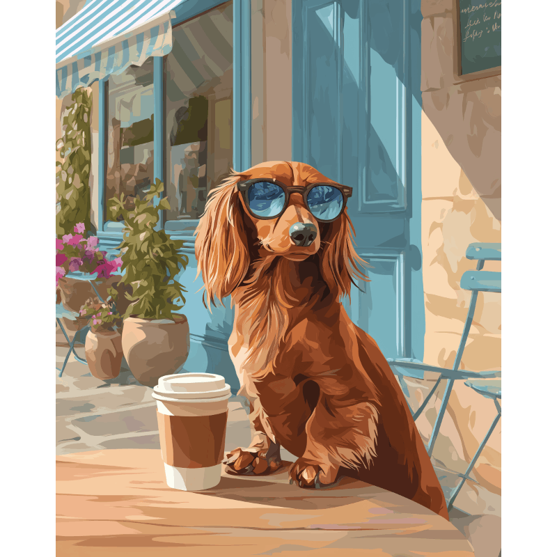 Chill Canine Coffee Break - Paint by Numbers Kit