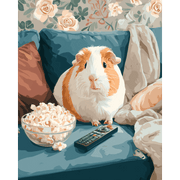 Cozy Guinea Pig Movie Night - Paint by Numbers Kit