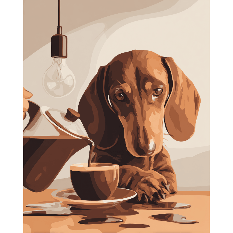 Coffee & Cuddles Dachshund - Paint by Numbers Kit