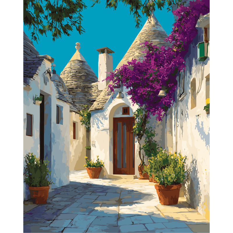Charming Italian Village Scene - Paint by Numbers Kit