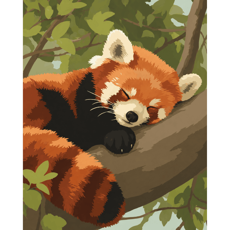 Cozy Red Panda Rest - Paint by Numbers Kit