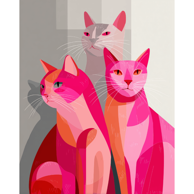 Soft Pink Feline Friends - Paint by Numbers Kit