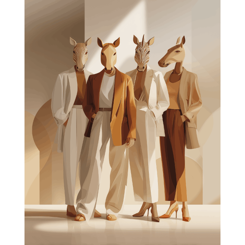 Chic Equine Fashion Scene - Paint by Numbers Kit