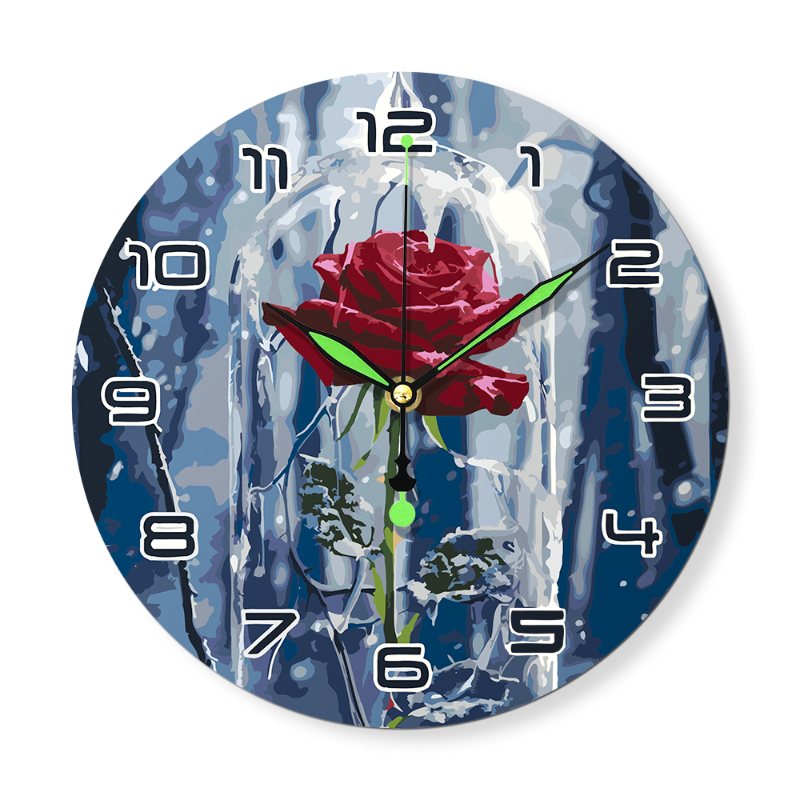 Romantic Rose in a Glass Clock - Paint by Numbers Kit
