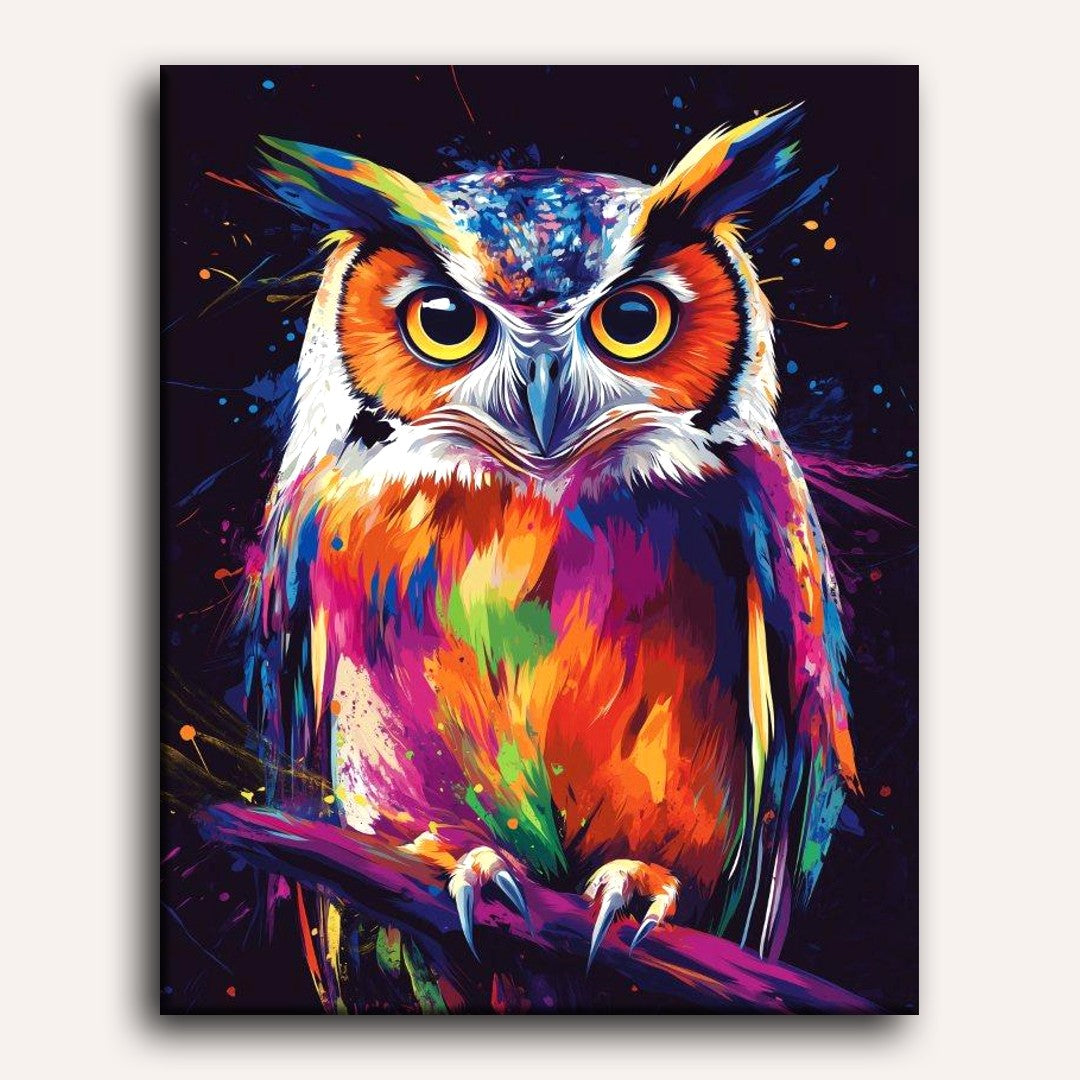 Vibrant Abstract Owl Wonder - Detail 2