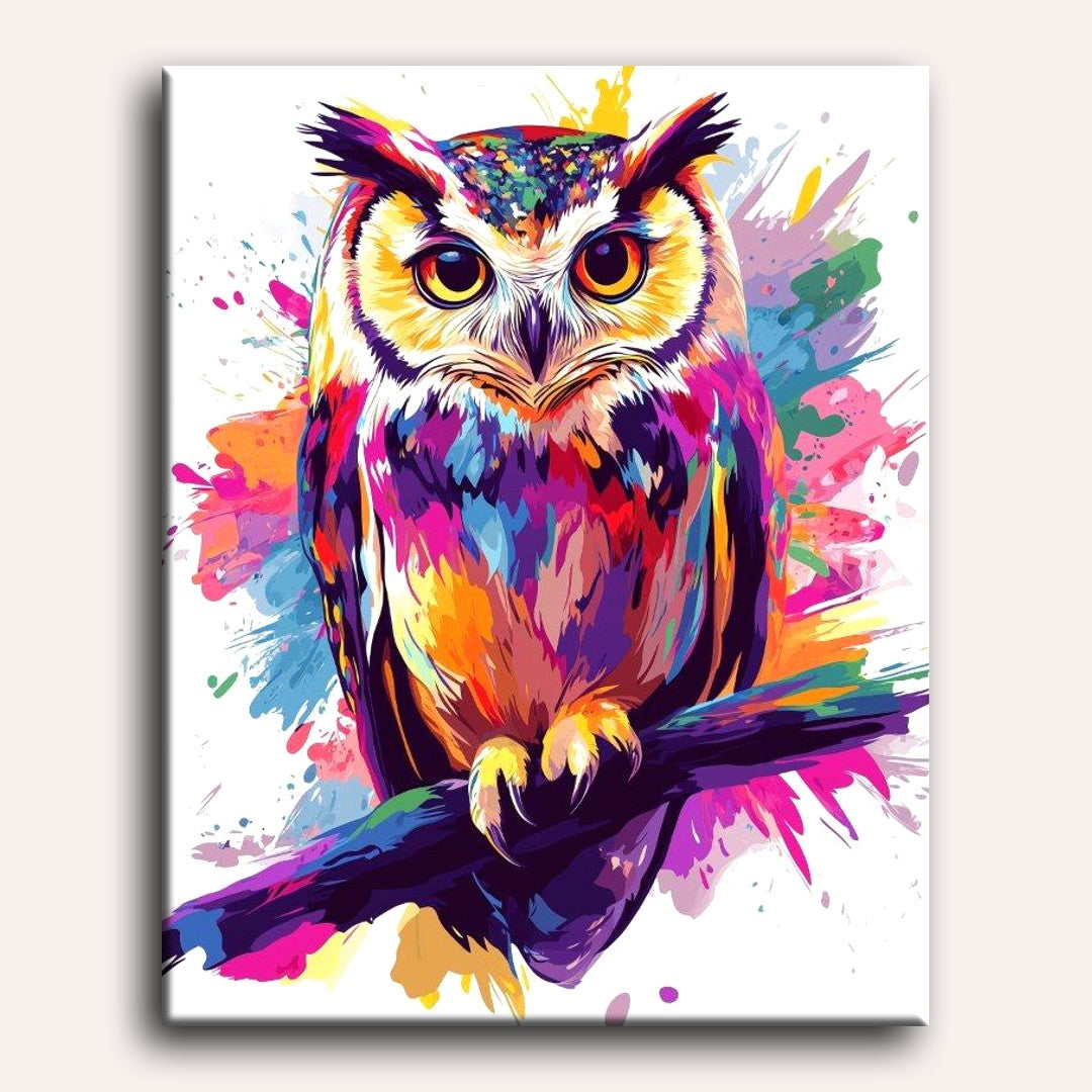 Whimsical Owl in Colorful Splash - Detail 2