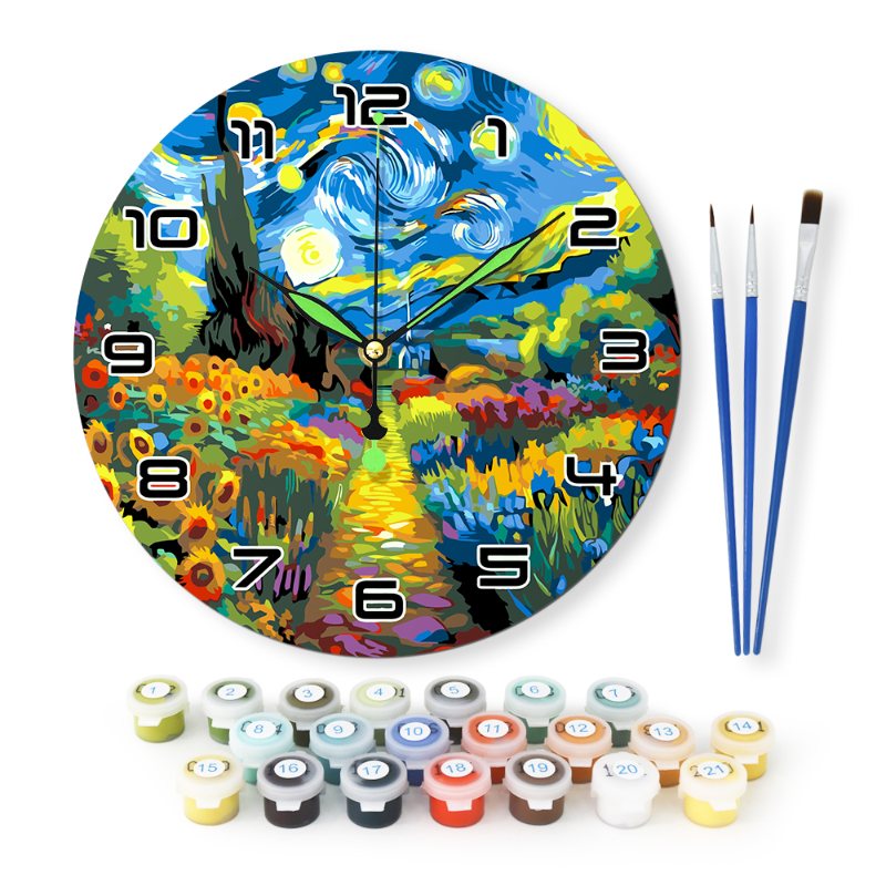 Starry Night & Blossoming Fields Clock - Detail 2