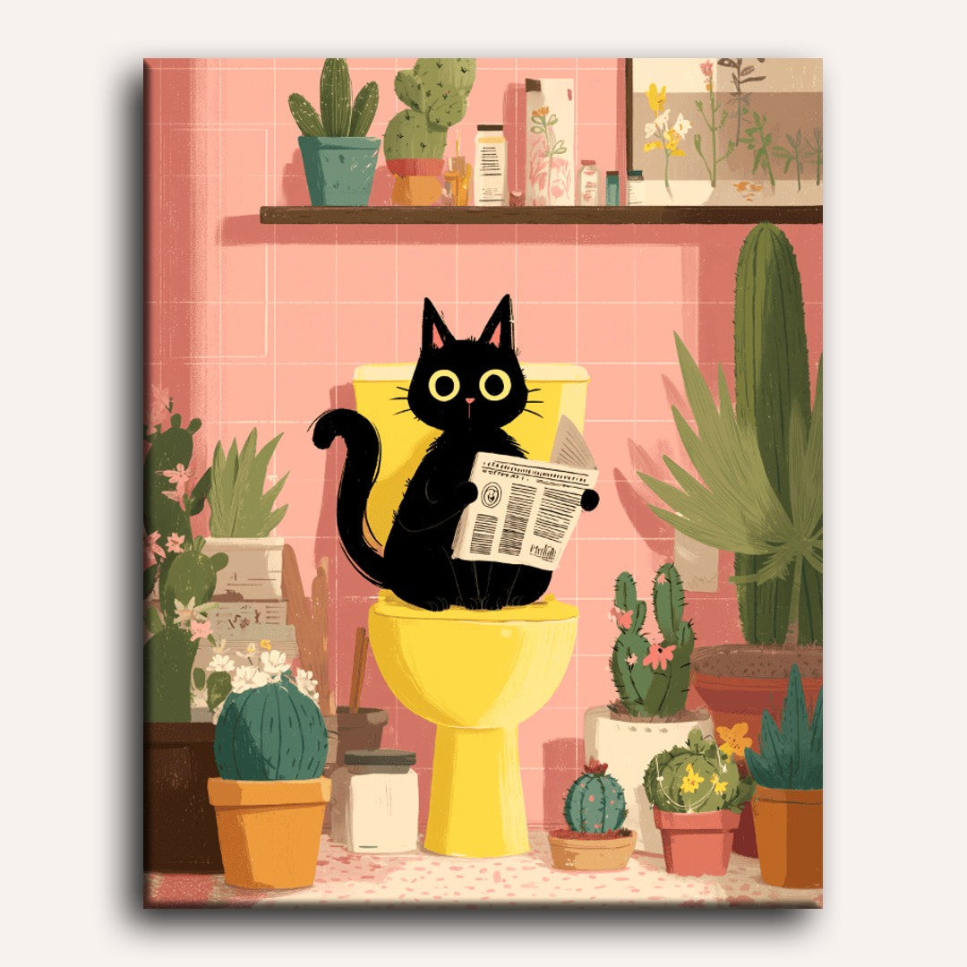 Toilet Time Kitty | Paint by Number - Detail 2