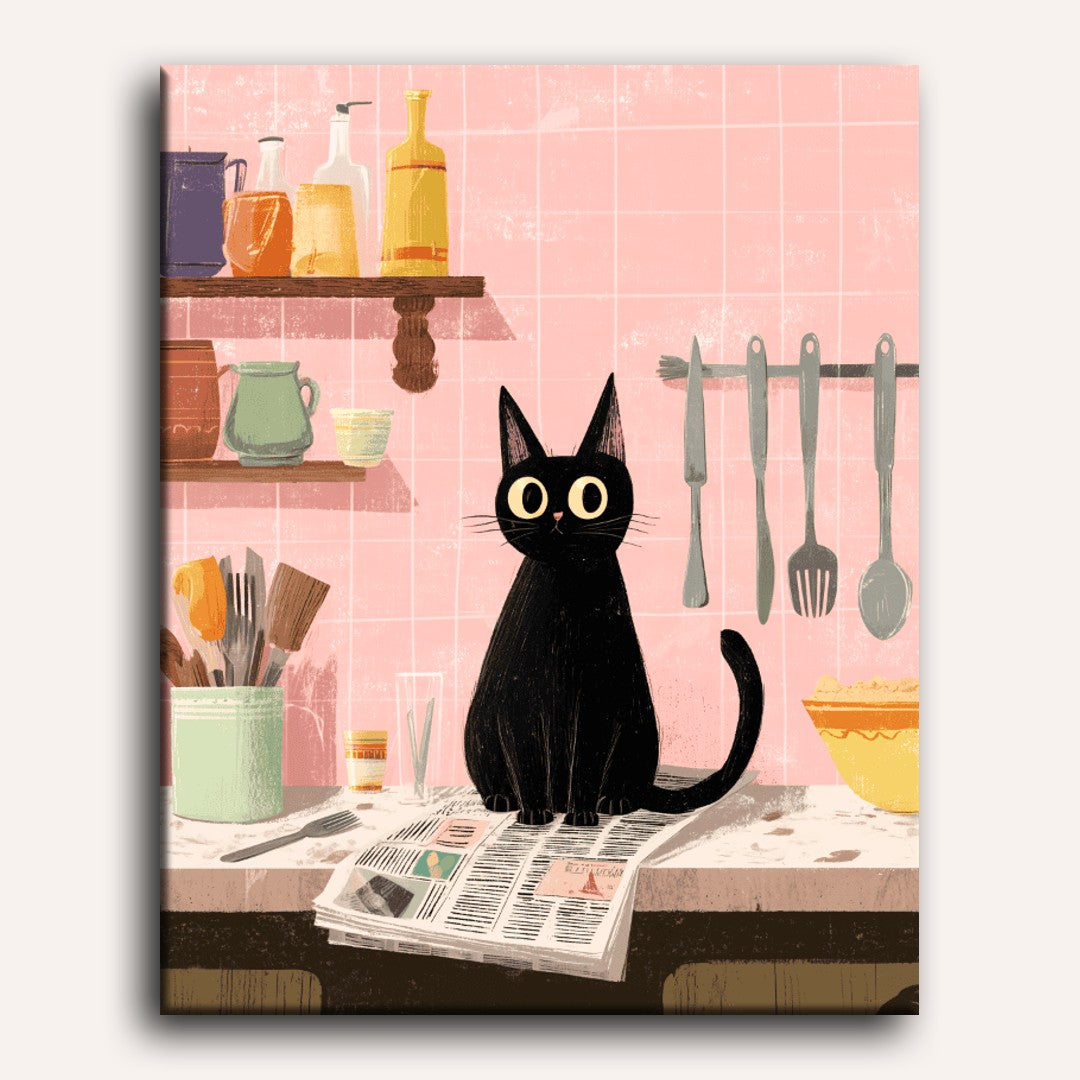Kitchen Cat Comfort | Paint by Number - Detail 2