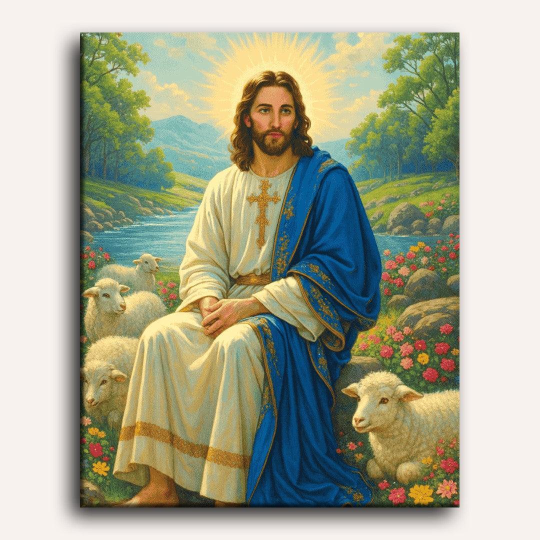 Jesus & Lambs: Gentle Faith Scene - Detail 2