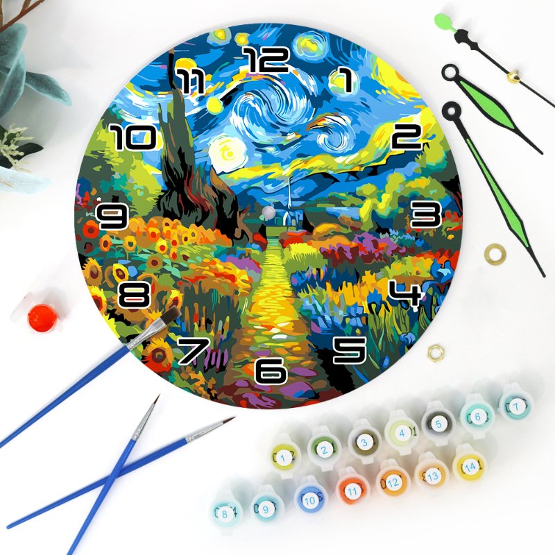 Starry Night & Blossoming Fields Clock - Detail 9