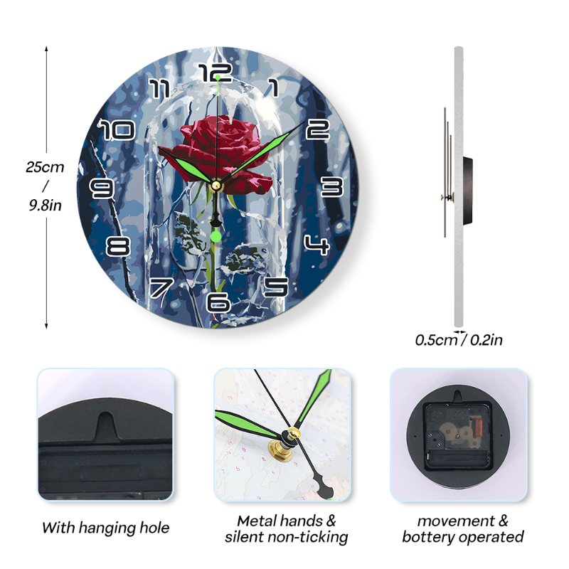 Romantic Rose in a Glass Clock - Detail 9