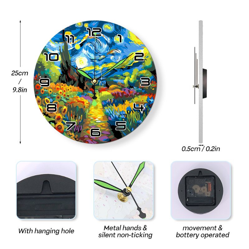 Starry Night & Blossoming Fields Clock - Detail 10