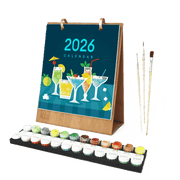 Elegant Cocktail Art Desk Calendar 2026 - Paint by Numbers Kit