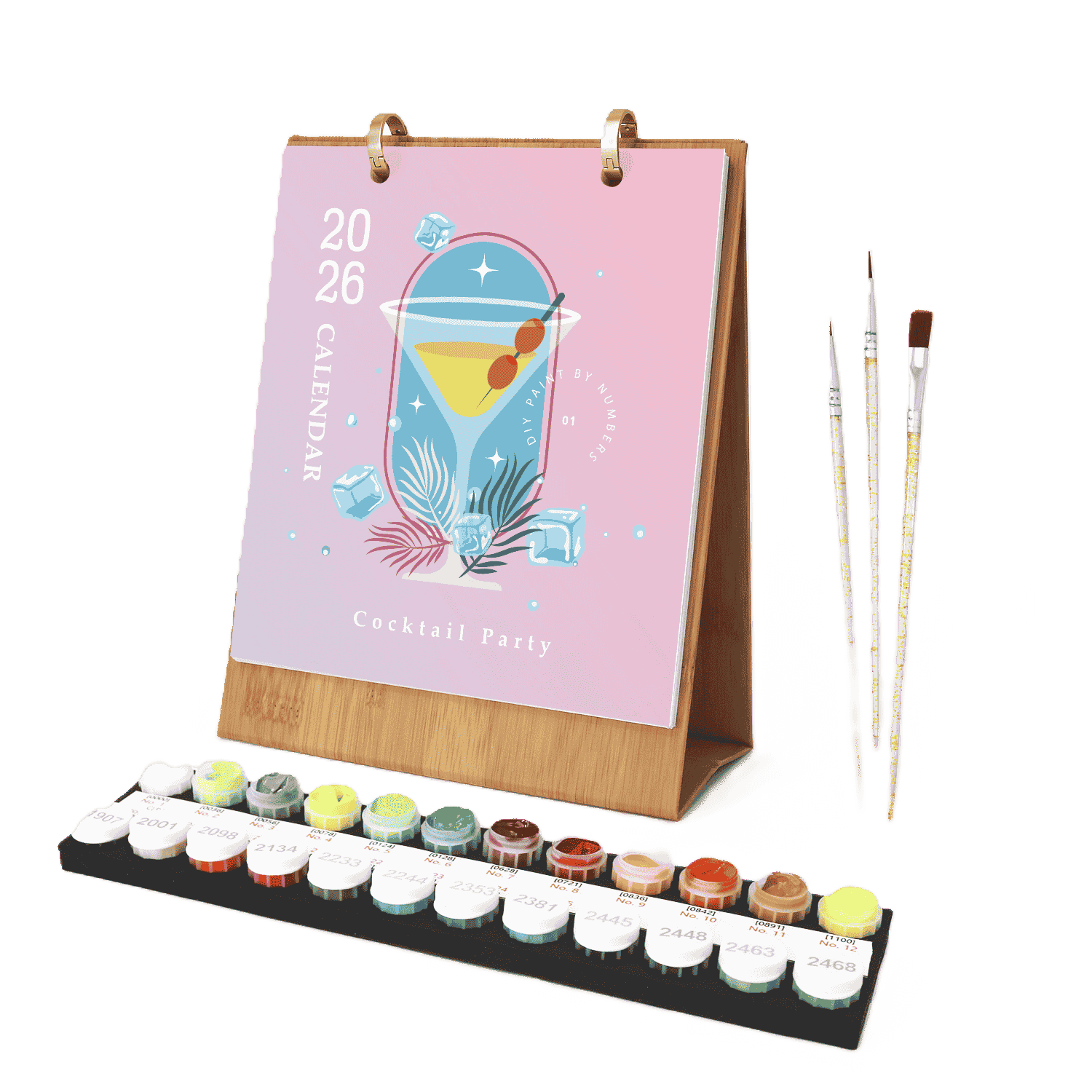 Colorful Cocktail Scenes Calendar 2026 - Paint by Numbers Kit