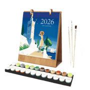 World Travel Scenic Desk Calendar 2026 - Paint by Numbers Kit