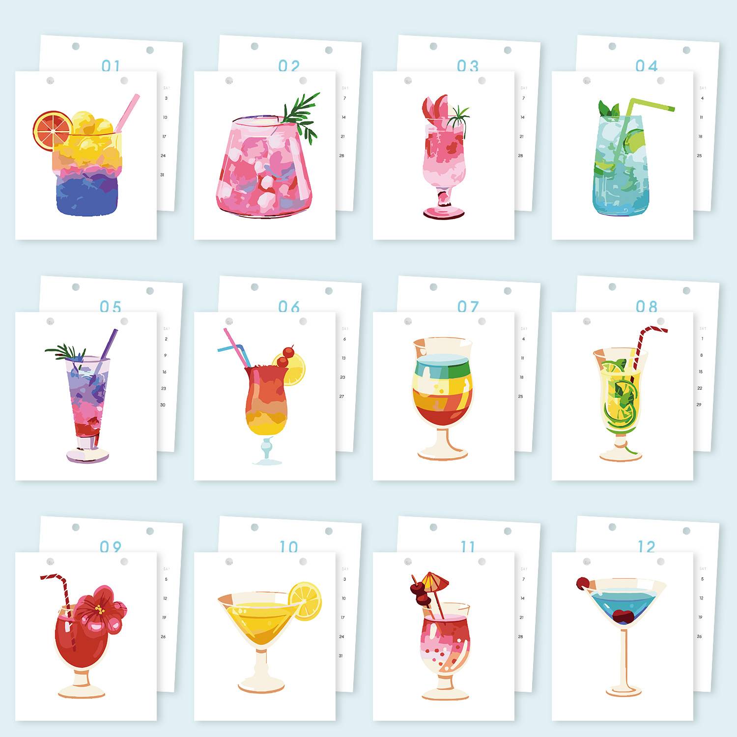 Colorful Cocktail Scenes Calendar 2026 - Detail 8