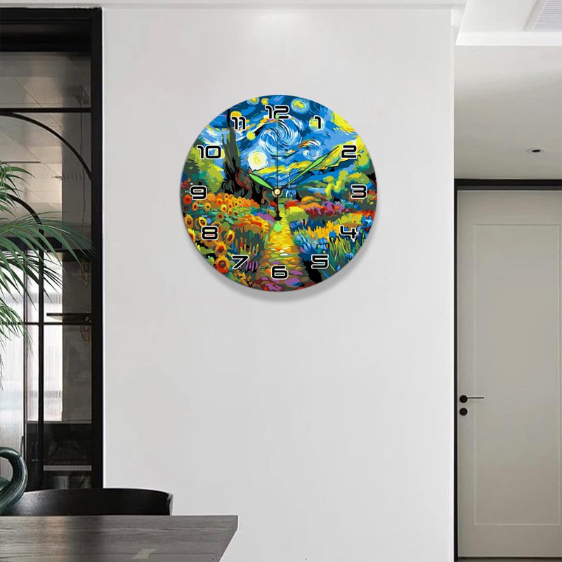 Starry Night & Blossoming Fields Clock - Detail 4
