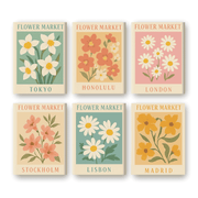 6 Mini Floral Market Scene - Paint by Numbers Kit
