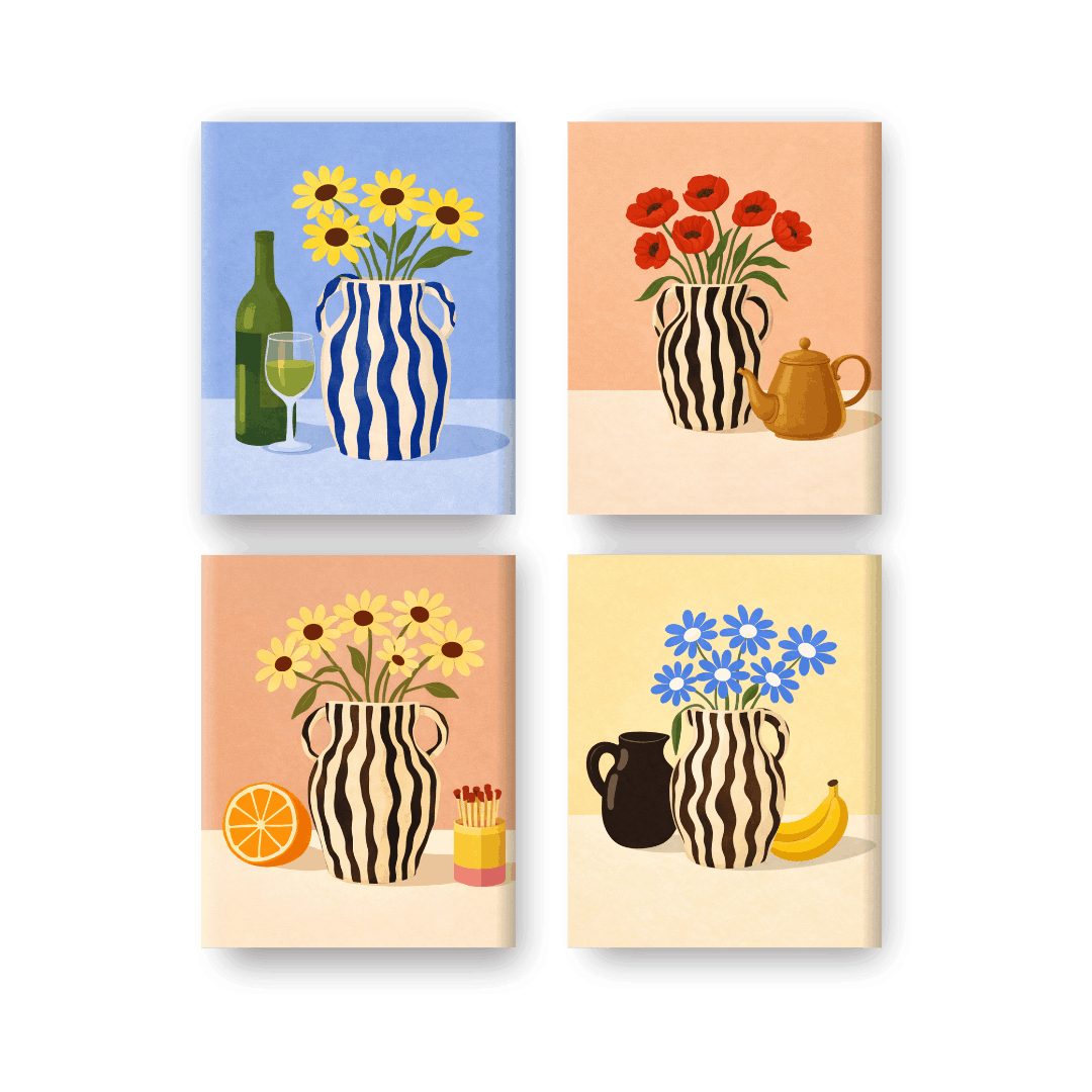 Blooming Vases of Joy | Mini Set - Paint by Numbers Kit