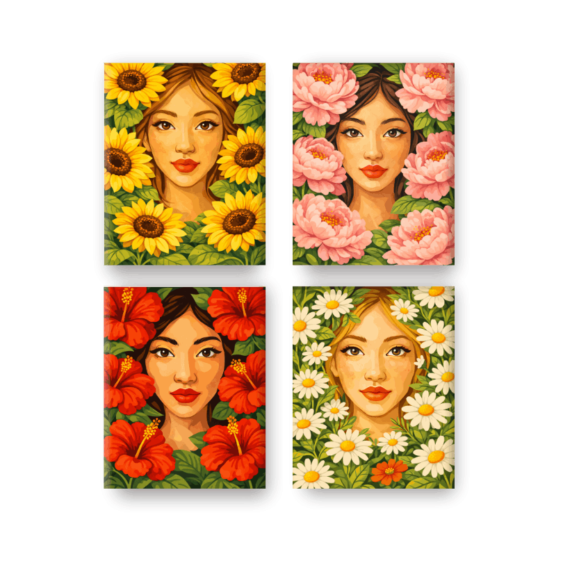 Blooming Faces Mini Collection - Paint by Numbers Kit