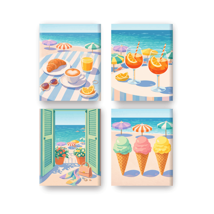 Sunny Beach & Coffee Moments - Paint by Numbers Kit
