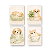 4 Mini Paintings - Adorable Animal Duo - Paint by Numbers Kit