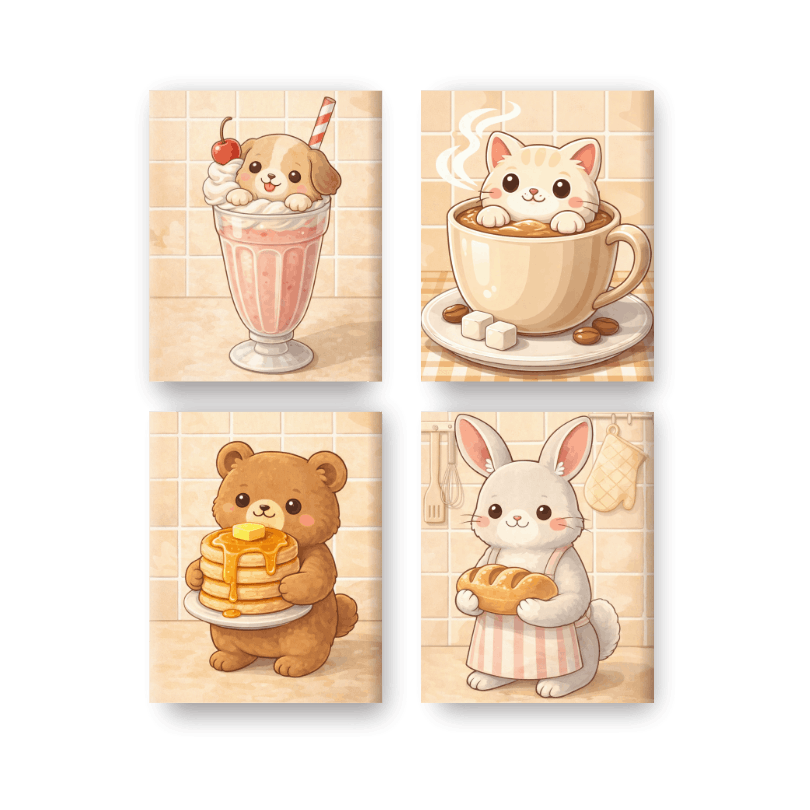 Cute Critters & Treats Set - Paint by Numbers Kit