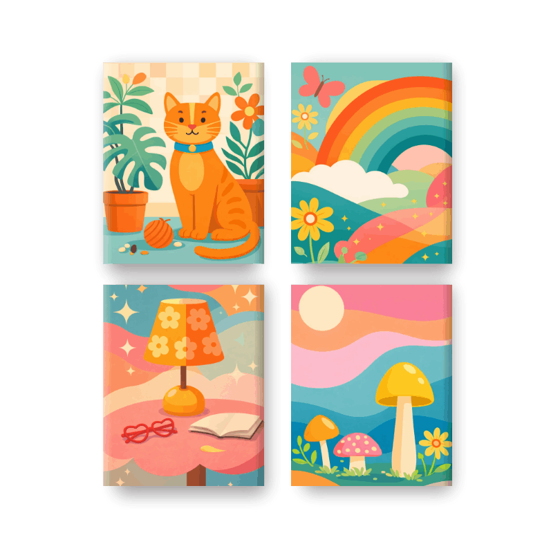 Rainbow Dreams & Playful Cats - Paint by Numbers Kit