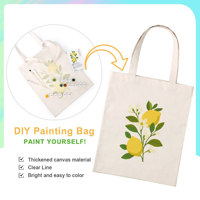 Lemon Plant Paint Tote - Detail 3